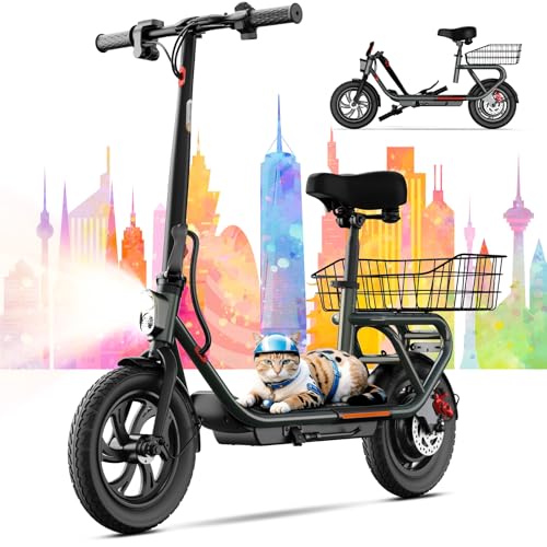 TST Electric Scooter with Seat for Adult, 20 Miles Range&19 Mph Power by 650W Peak Motor, 12