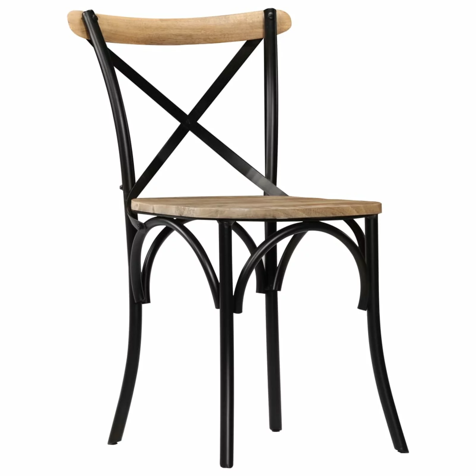 Festnight Cross Chairs 2 pcs Black Solid Mango Wood