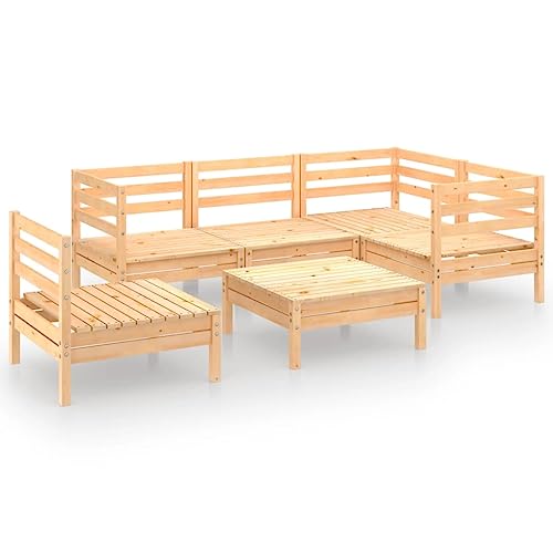 6 Piece Patio Lounge Set Solid Pinewood,Durable Wooden Garden Lounge Set: Relax, Nap, and Chat in Rustic Charm Outdoor Furniture Sets, Patio Furniture Sets