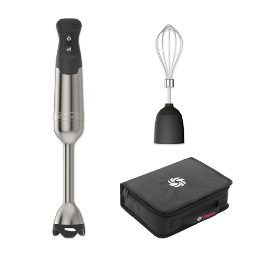 Vitamix 5-Speed Immersion Blender Bundle, 625-Watt Motor, One-Handed Operation, 5 ft cord, includes Whisk Attachment & Storage Case, Stainless Steel/Black