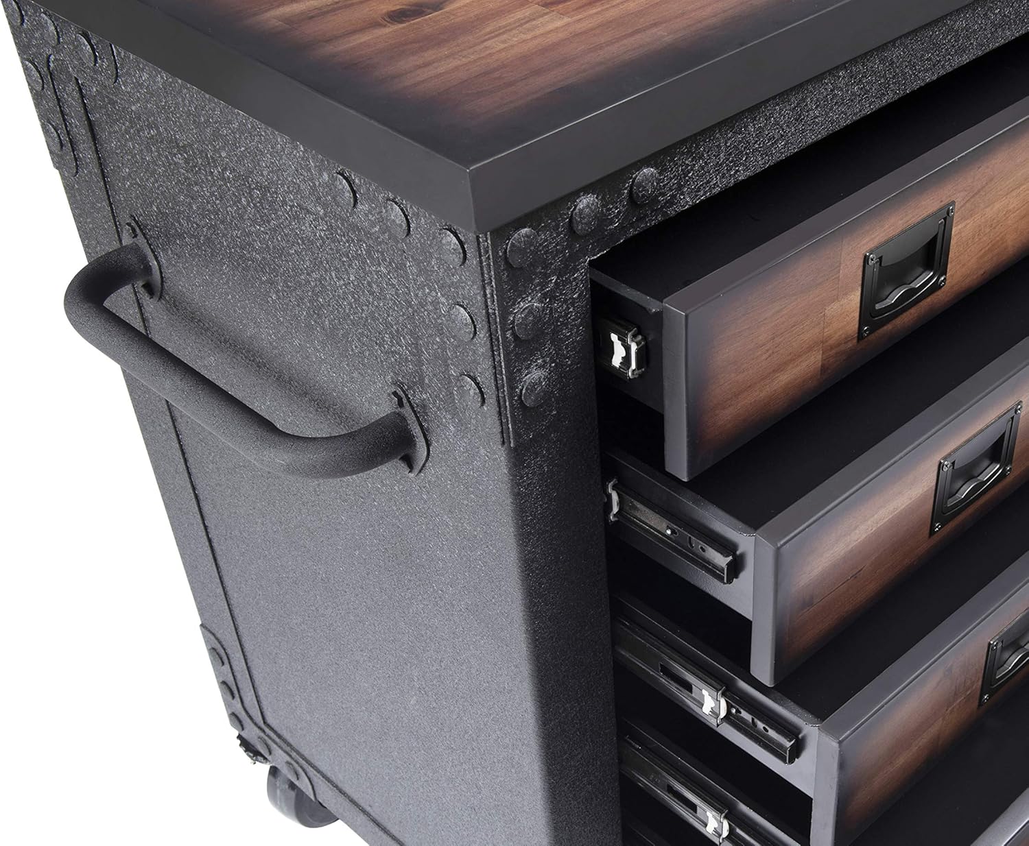 Duramax 48 in. 5-Drawers Garage Rolling Tool Chest with Dark Solid Wood Top