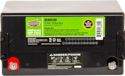 Interstate Batteries 12V 35AH Sealed Lead Acid (SLA) AGM Deep Cycle Battery (DCM0035) Insert Terminals