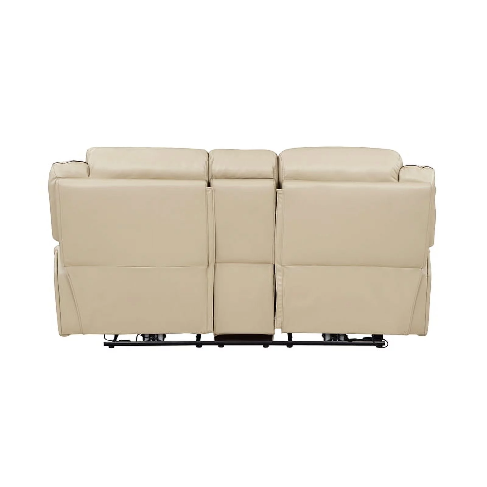 Lexicon Amite Faux Leather Upholstered Double Reclining Loveseat in Beige