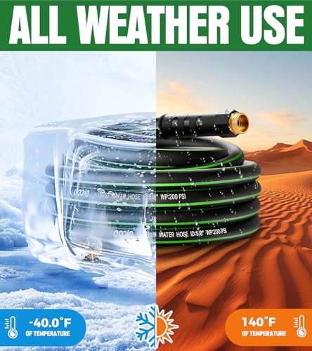 Heavy Duty Garden Hose 25ft, NON-EXPANDABLE Flexible Water Hose, Kink Resistant Lightweight Hybrid Hose, Leakproof Hose Male to Female Fittings