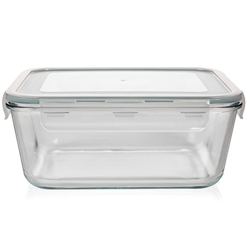 Razab 2700ml / 92 Oz / 11 Cups Large Glass Food Storage Containers with Lids, BPA Free, Snap Locking Airtight & Leakproof Lids - Ideal for Baking, Casserole & Roasting - Freezer, Microwave & Oven Safe