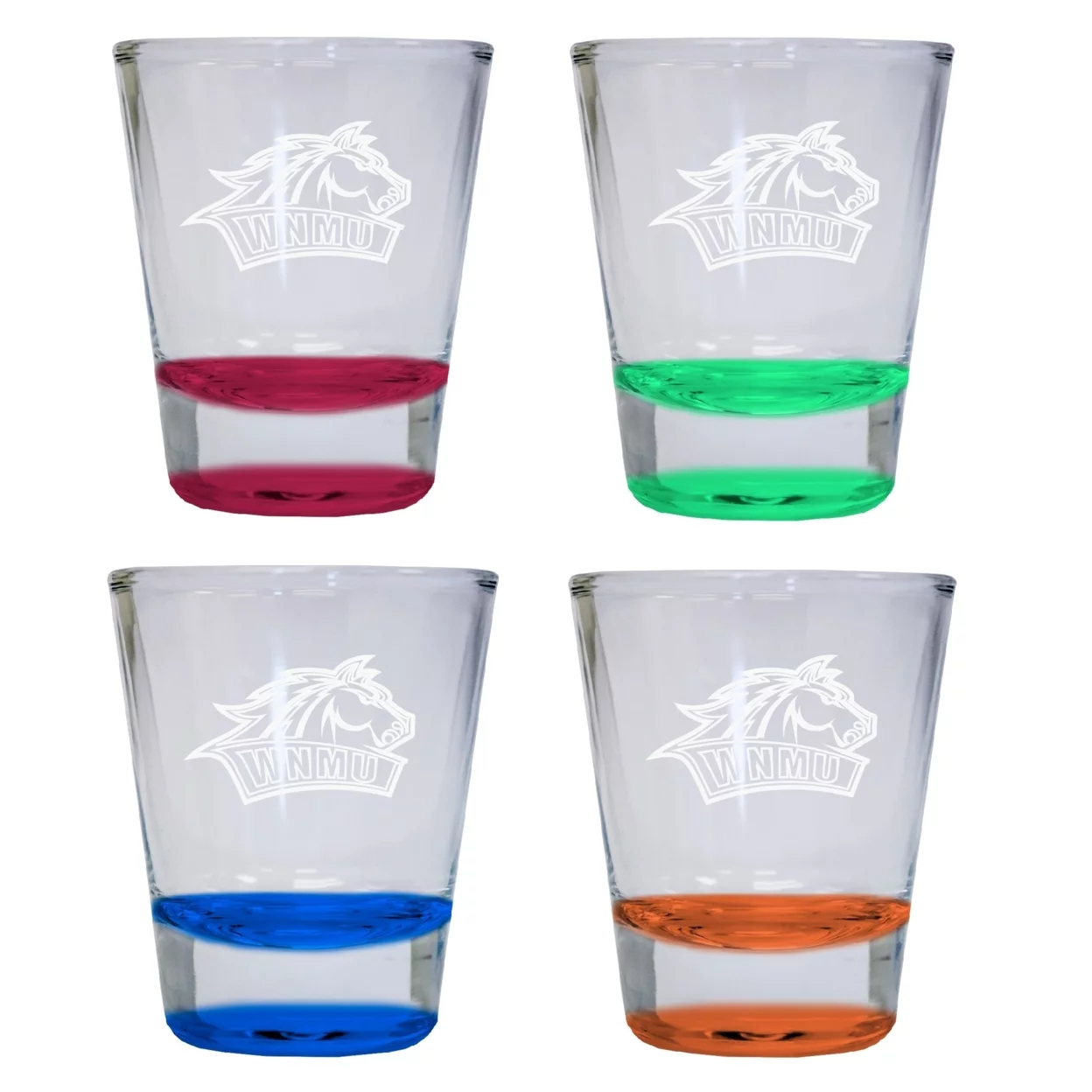 4-Pack Western New Mexico University Etched Round Shot Glass 2 oz