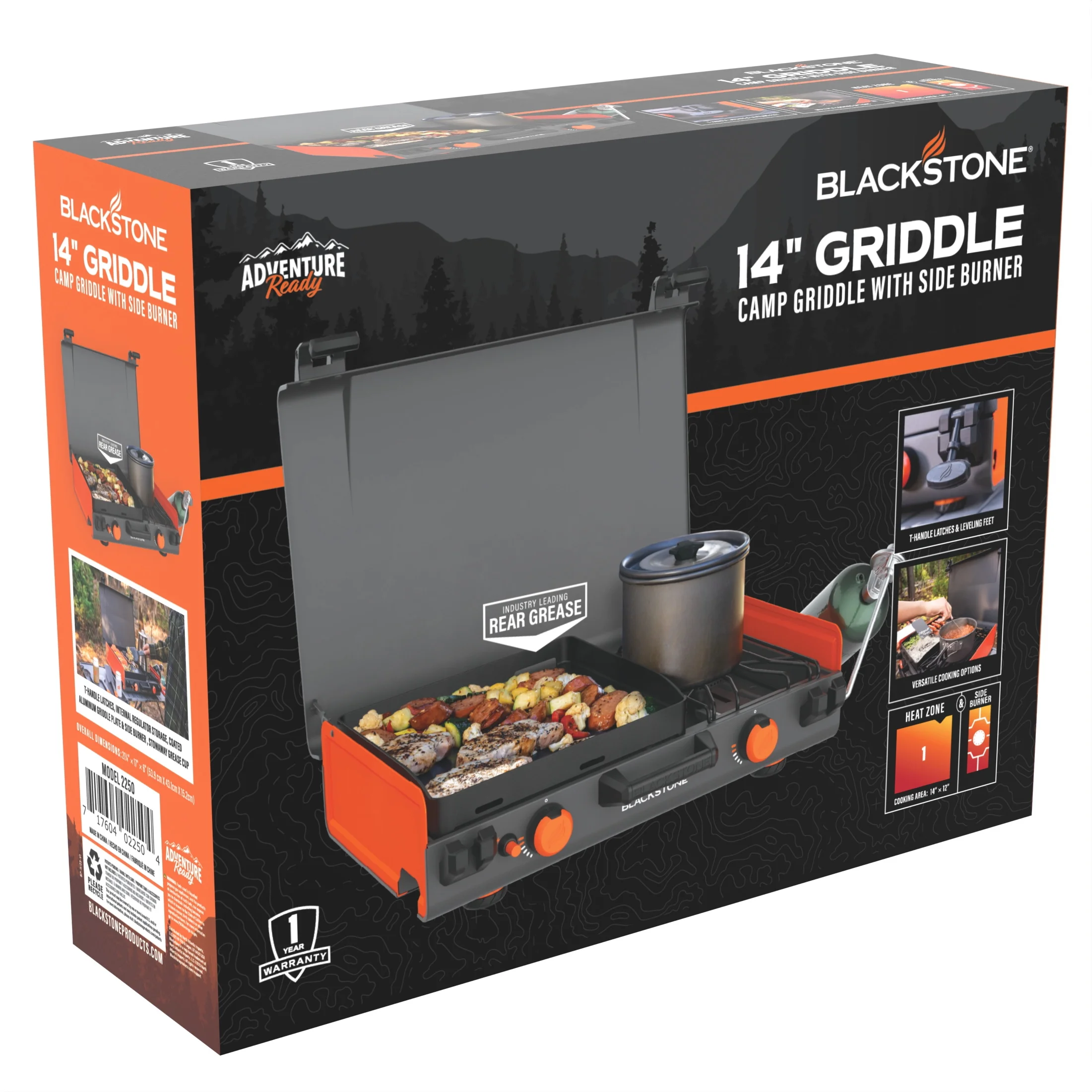 Blackstone Adventure Ready 14” Propane Camping Griddle with Side Burner