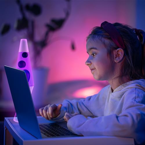 Motion Lamp Classic Liquid Motion Lava Night Light Solid Silver Base Lamp Wax Liquid Soft Relax Glow 14.5