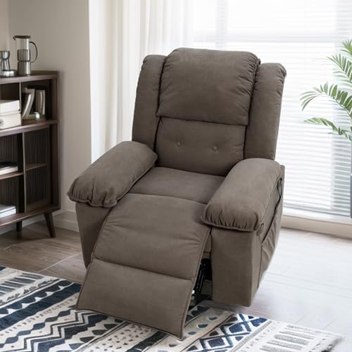 FLEXISPOT XL2 Power Lift Recliner Chair for Elderly, Electric Lift Recliner Chair for Adults with Massage and Heat, Fabric Lift Chair Sofa with 2 Side Pockets for Living Room Bedroom(Brown)