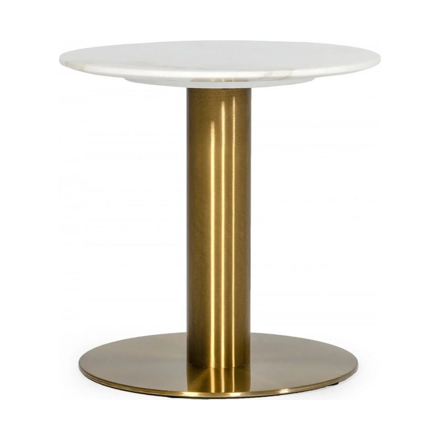 Benjara 20 Inch Marble Top End Table with Pedestal Base, White and Gold