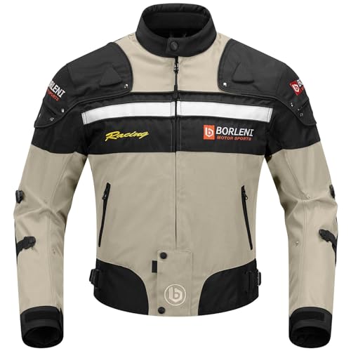 BORLENI Motorcycle Jacket Motorbike Riding Jacket Windproof Motorcycle Full Body Protective Gear CE Armor All Season