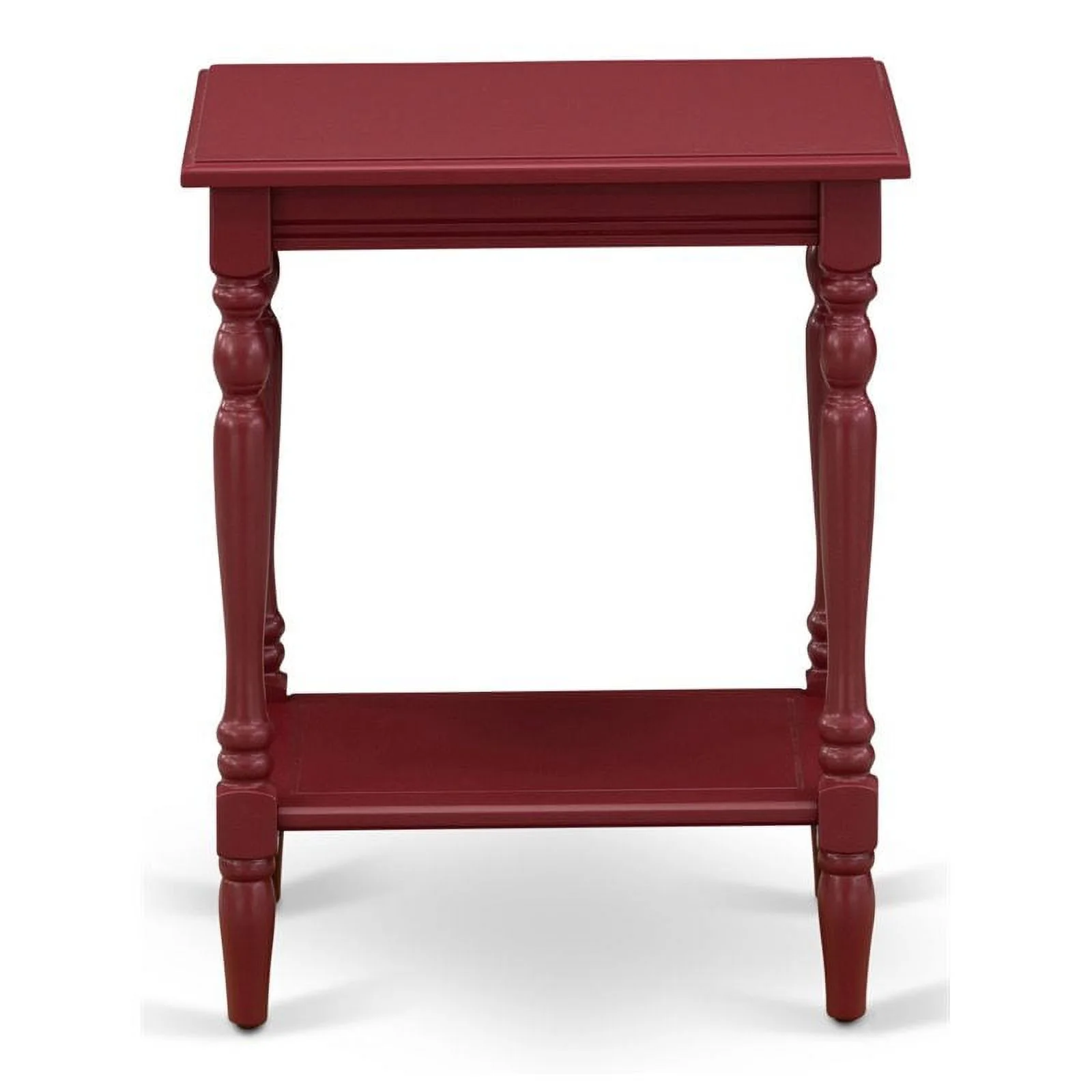 Home Square Wood End Table with Open Storage in Burgundy Red - Set of 2