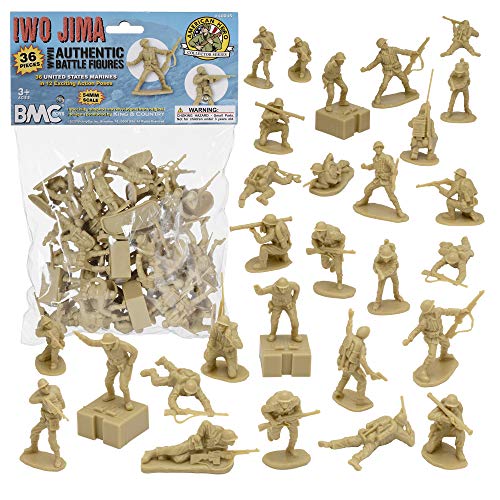 BMC WW2 Iwo Jima US Marines Plastic Army Men - 36 American Soldier Figures
