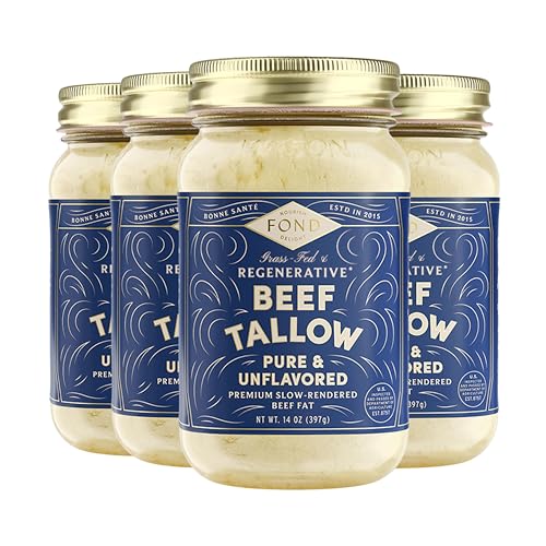FOND Regenerative Grass-fed Beef Tallow (14 Ounce (Pack of 4), Pure & Unflavored)