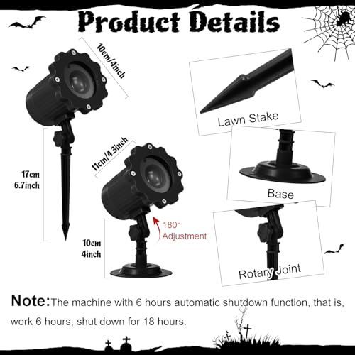 Treela Halloween Projector Lights Outdoor Indoor Dynamic Ghost Skull Lights Decoration Outside LED Landscape Lamp for Holiday Garden Supplies(Red,Ghost)