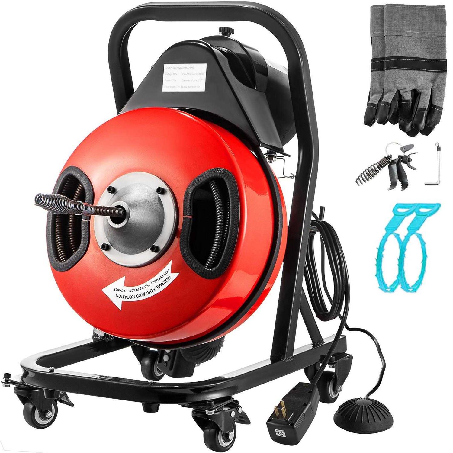 VEVOR Drain Cleaner Machine Electric Drain Auger 50FTx1/2In - Shop Hardware Tools Online Store