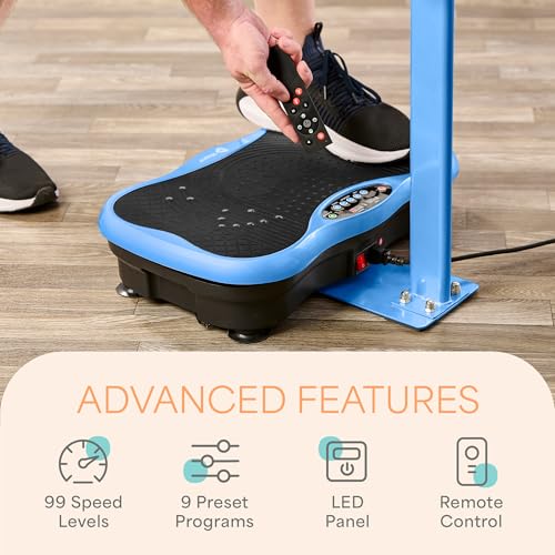 Lifepro TrimLite Vibration Plate Exercise Machine with Handlebars – Whole Body Vibration Machine, Ideal Lymphatic Drainage Massager – 99 Speed Levels, Bluetooth Speaker, Resistance Bands & Remote