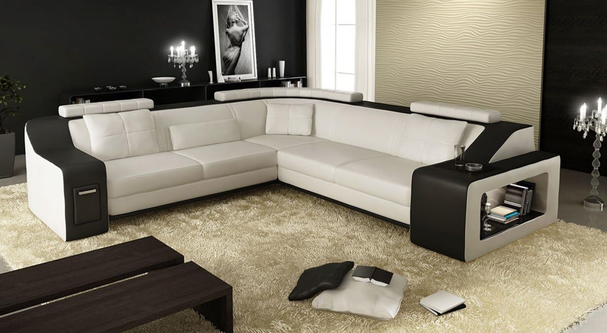 Modern Corner Leather Sofa Sectional Couch Furniture Brown Leather Sofa - BULLHOFF by Giovanni Capellini