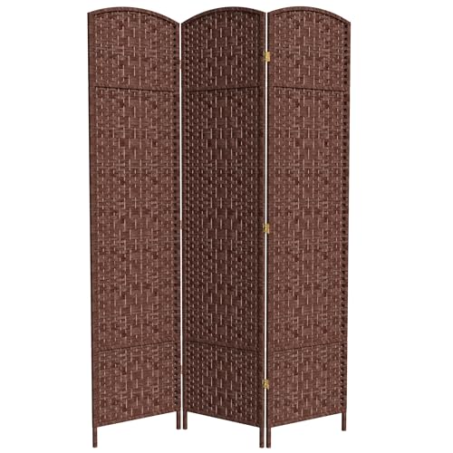 Red Lantern 7 ft. Tall Diamond Weave Dark Beige-6 Panels Room Divider