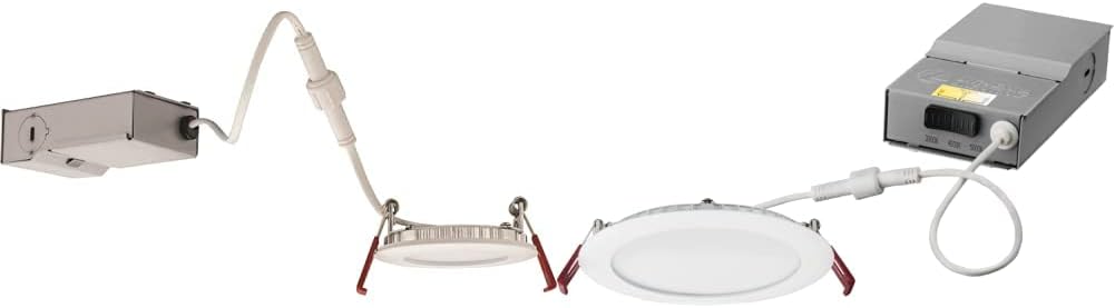 Lithonia Lighting WF3 30K MW M6 3-Inch Dimmable with Thin LED Recessed Ceiling Downlight, 3000K, White & WF6 30K40K50K 90CRI MW M6 LED Color Temperature Selectable Ultra Thin Recessed Downlight