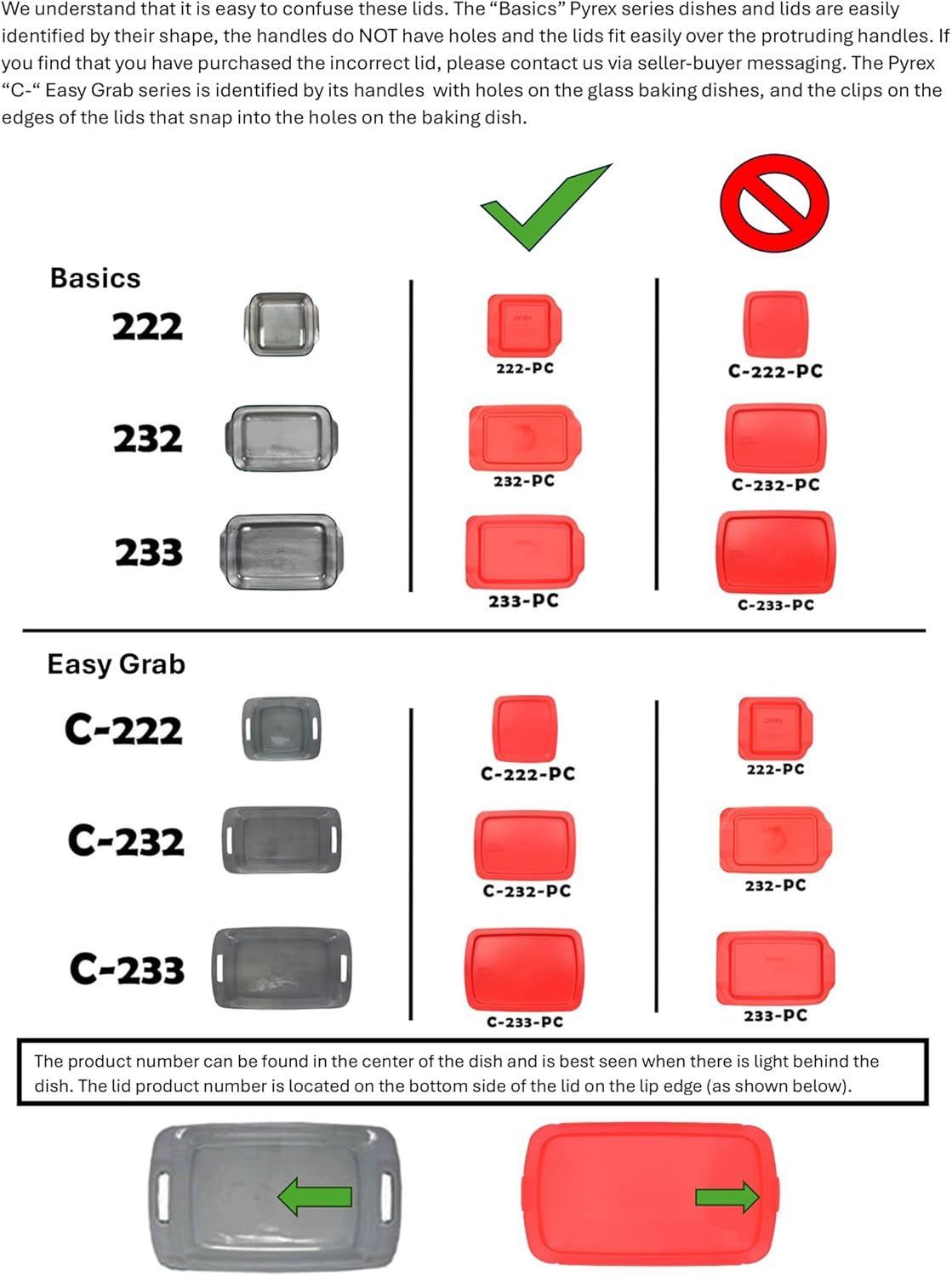 Pyrex 233-PC 3qt Red Replacement Food Storage Lid, (Only Fits Pyrex 233 Glass Dish NOT Pyrex C-233 Dish) Made in the USA