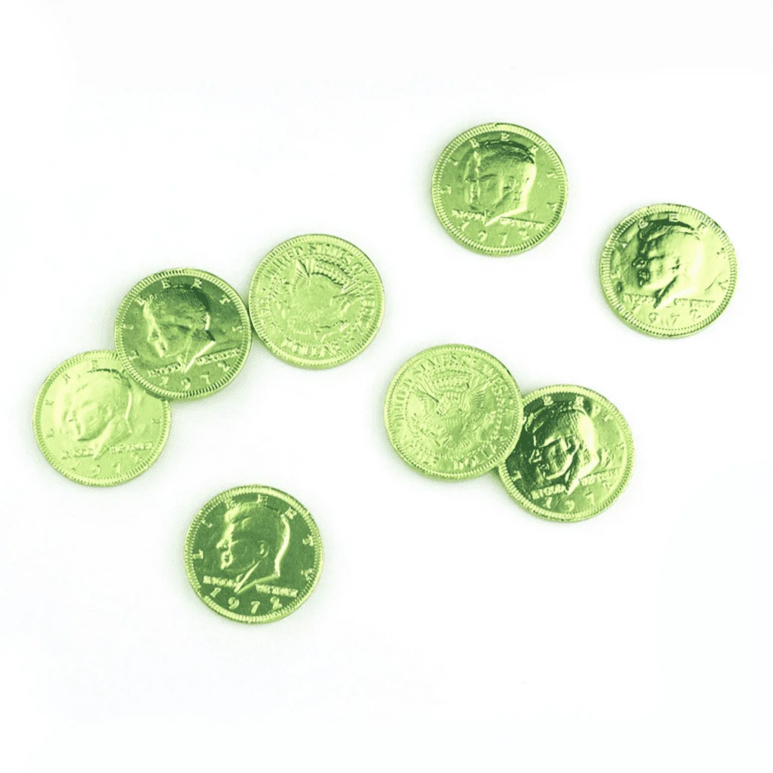 Z/Fort Knox Milk Chocolate 1.5-inch Coins Light Green Foil, 1 lb