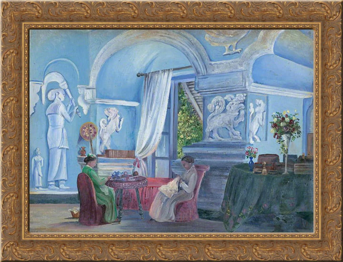 In the Old Palace, Kandy, Ceylon (Sri Lanka) 24x20 Gold Ornate Wood Framed Canvas Art by North, Marianne