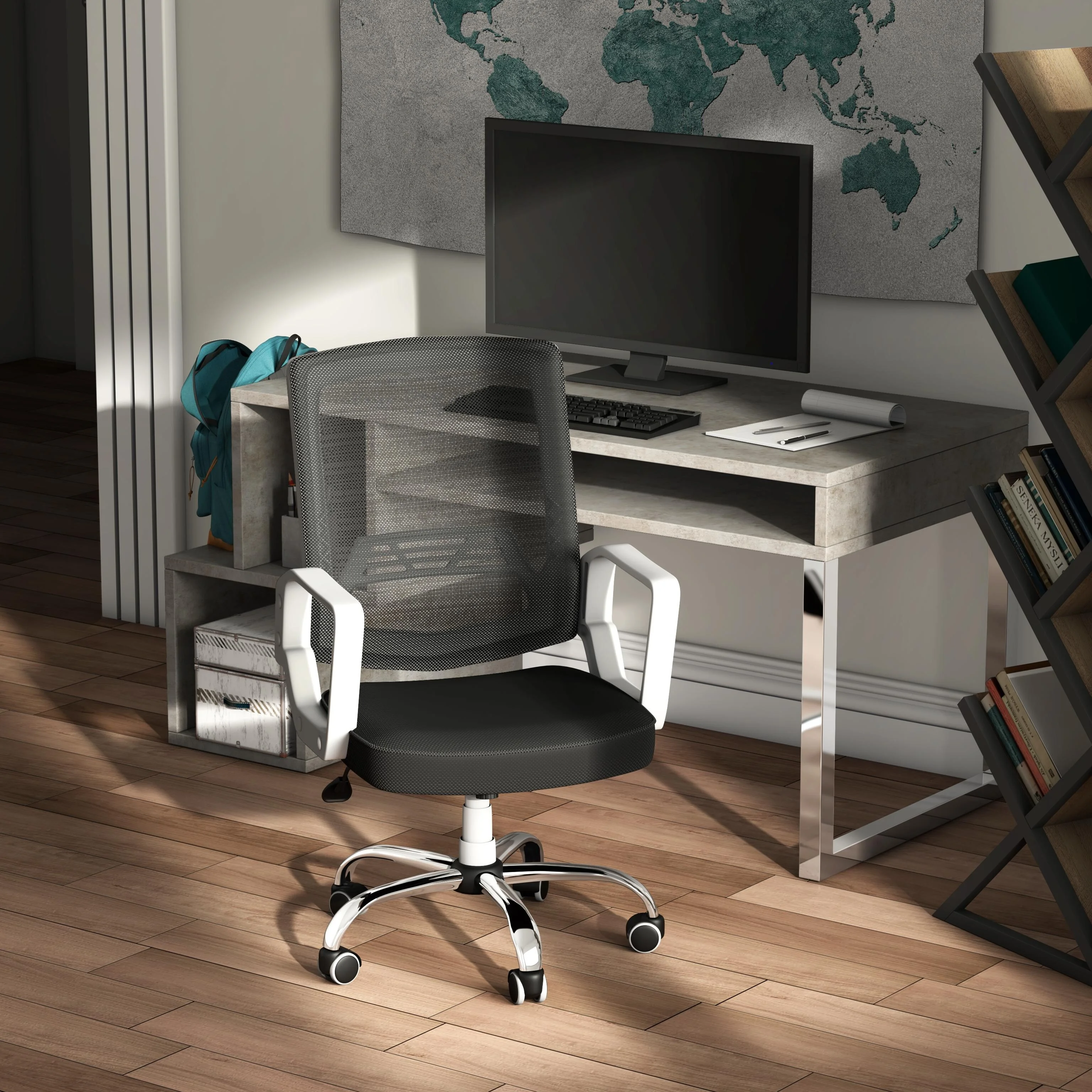 Furniture of America Dema Contemporary White Fabric Height Adjustable Desk Chair by