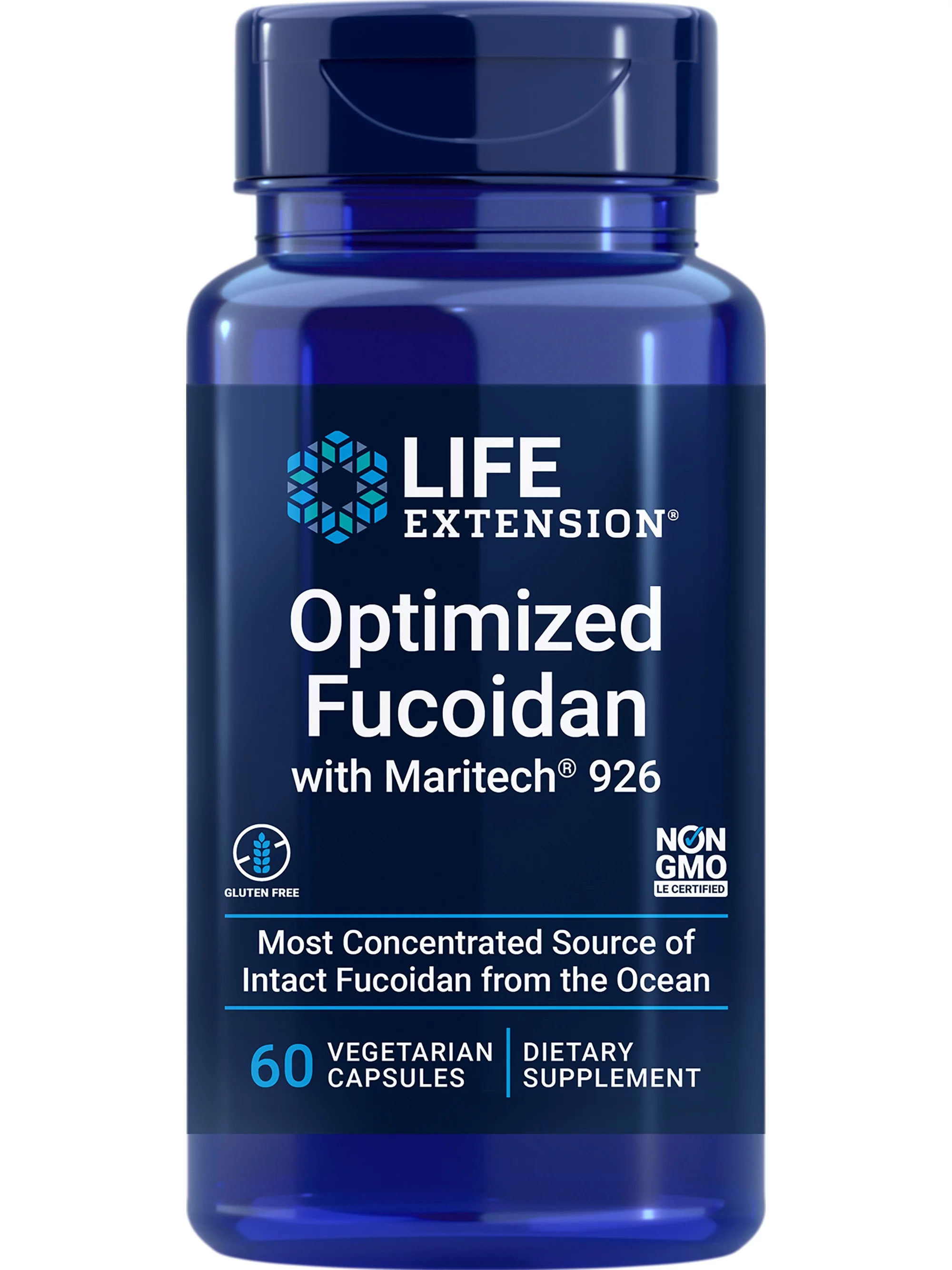 Life Extension Optimized Fucoidan with Maritech 926 - Fucoidan Supplement - Wild-Harvested Wakame from Ocean Extract for Immune Health Support - Non-GMO, Gluten-Free, Vegetarian - 60 Capsules