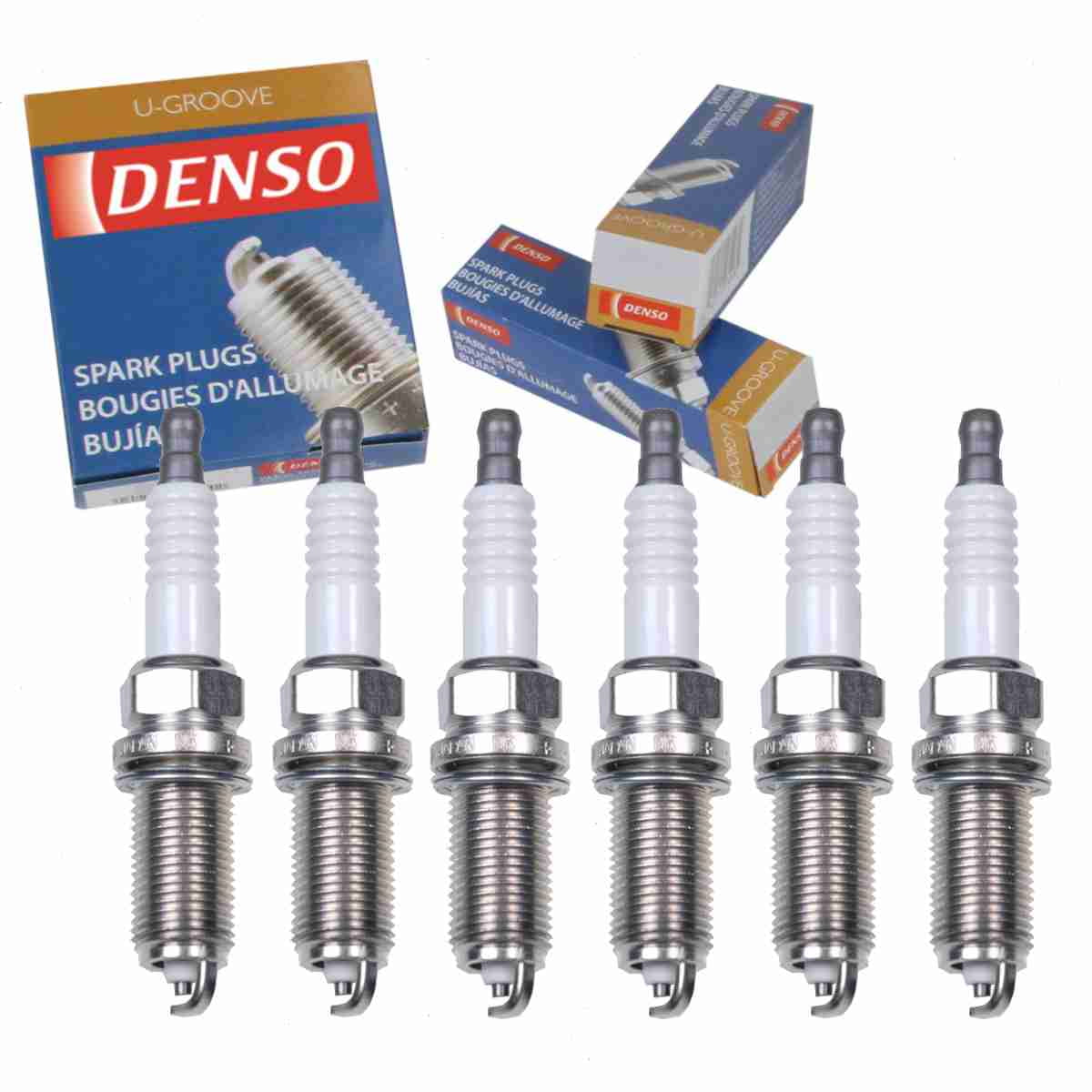 6 pc DENSO 3381 Standard U-Groove Spark Plugs for 30650843-0 5149 050AB 5149 888AA 90919-01235 K20HR-U11 SPFR8TE2AA SPFR8TI332 Ignition Wire Secondary