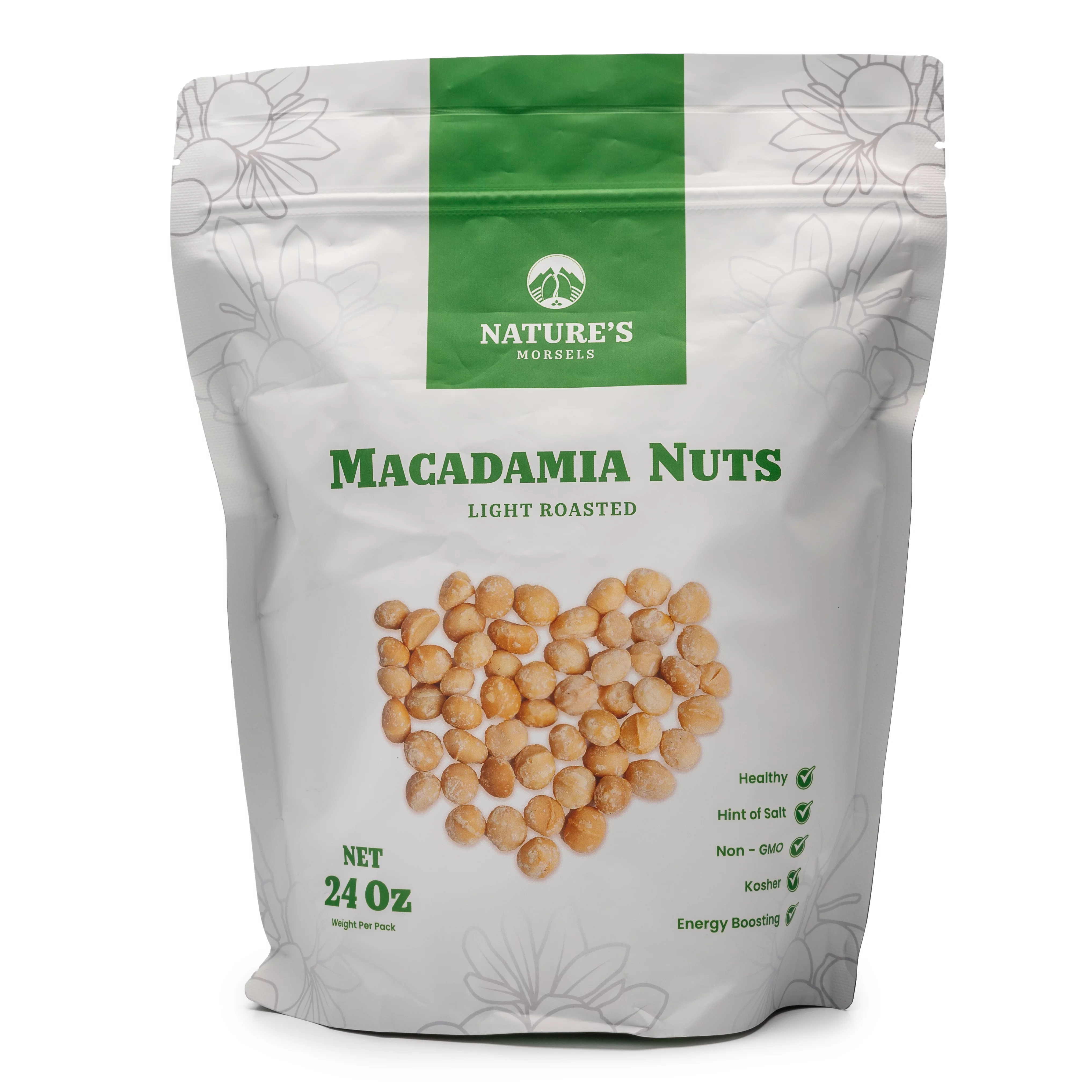 Nature's Morsels Light Roasted Macadamia Nuts 24oz