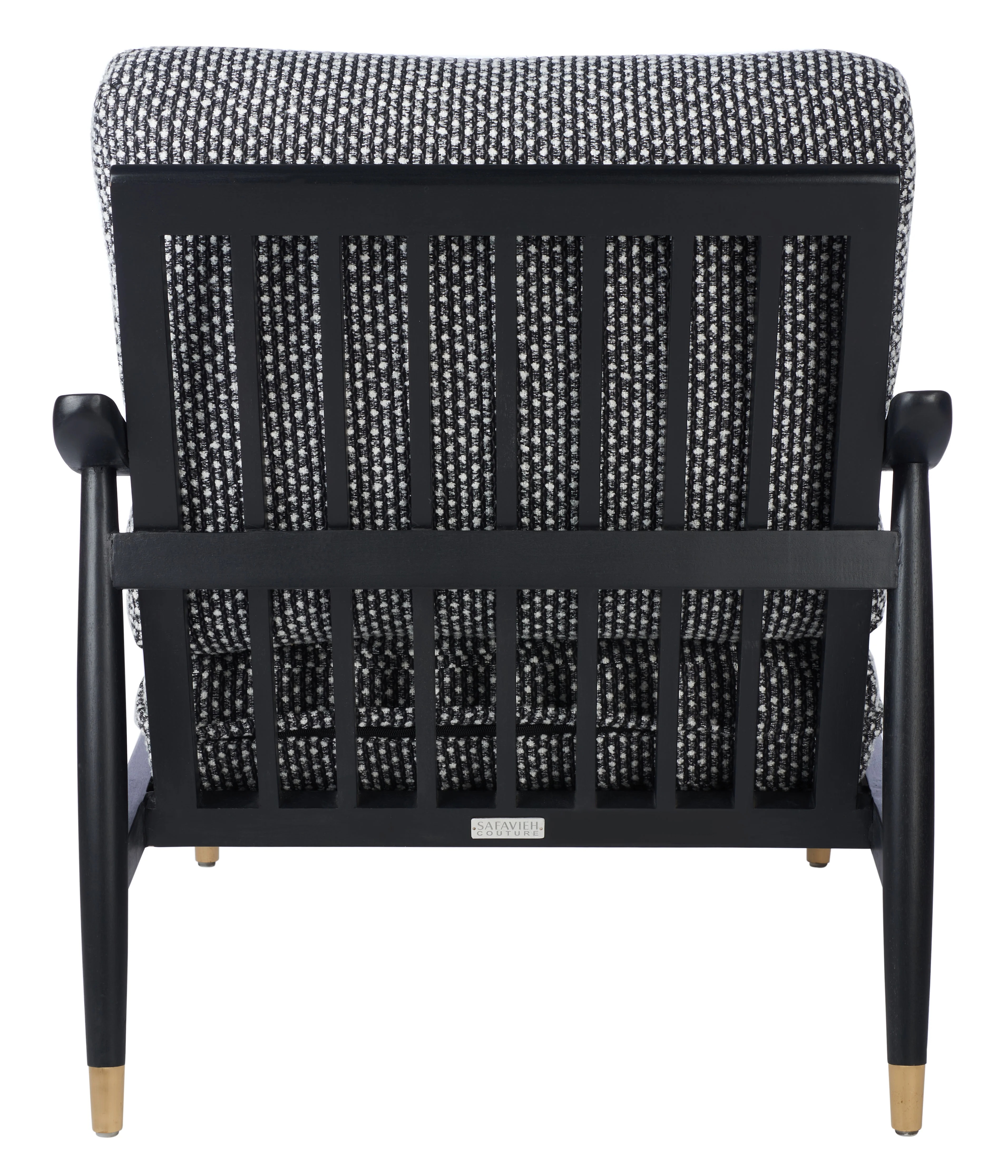 SAFAVIEH Couture Kiara Modern Linen Checkered Accent Chair, Black/White