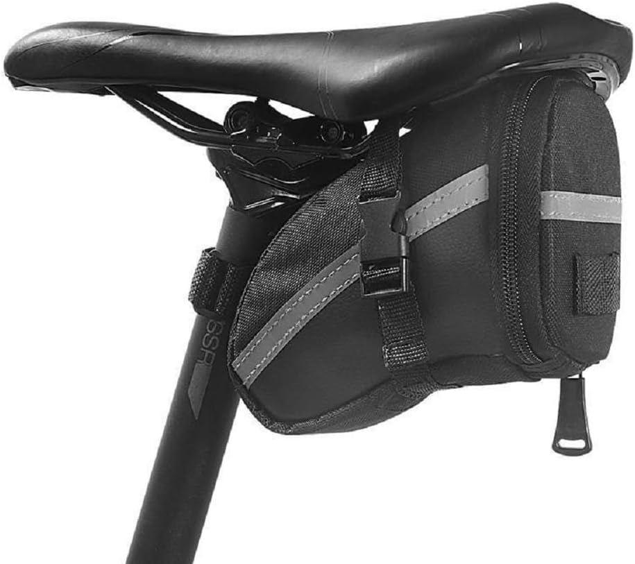 Bike Saddle Seat Bag – 1.2L Bicycle Saddle Bag Keep Bike Accessories – Water Proof Bike Under Seat Pack for Essentials – Quick Release Bike Pouch – Reflective Stripes for Mountain Road Bikes