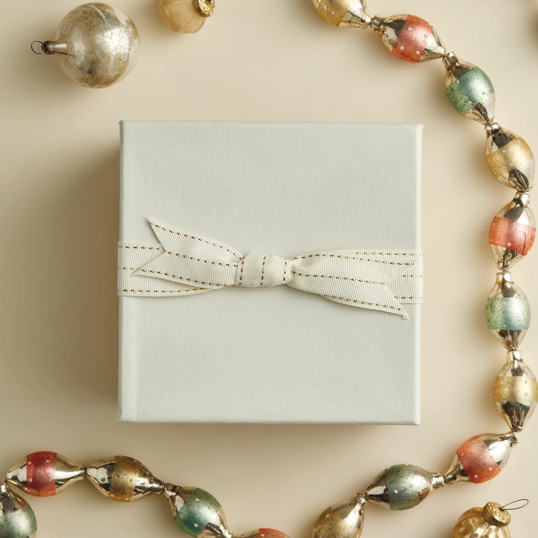 Thymes Frasier Fir Candle - Gilded Ceramic 3-Wick Jar Candle - Scented Candle with a Luxury Home Fragrance - Elegant Holiday Candle - Gilded White Candle with 24-Karate Gold Rim (20 oz)