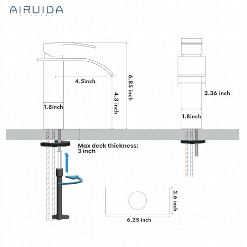 Airuida Brushed Gold Tall Waterfall Bathroom Vessel Sink Faucet Modern Bathroom Vanity Faucet Single Handle Single Hole Farmhouse Bar Mixer Tap Washbasin Faucet Deck Mount