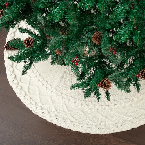 Mr. Pen- Christmas Tree Skirt 48 inches, Knitted Christmas Skirt Tree, Xmas Tree Skirt