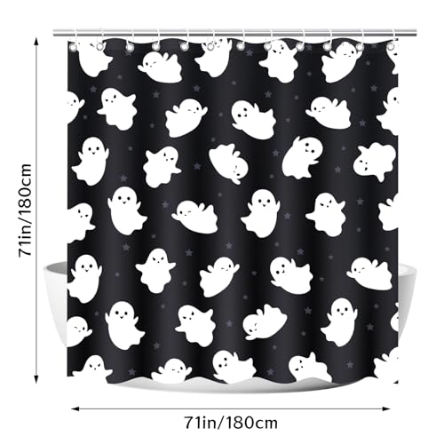 4Pcs Christmas Shower Curtain Set - Merry Christmas Bathroom Set Holiday Shower Curtain with Non-Slip Rugs, Toilet Lid Cover and Bath Mat