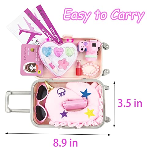 BNUZEIYI 17Pcs 18 Inch Girl Doll Clothes and Accessories Doll Accessories Travel Play Set with Travel Pillow Camera for 18 Inch Dolls Gift for Girls