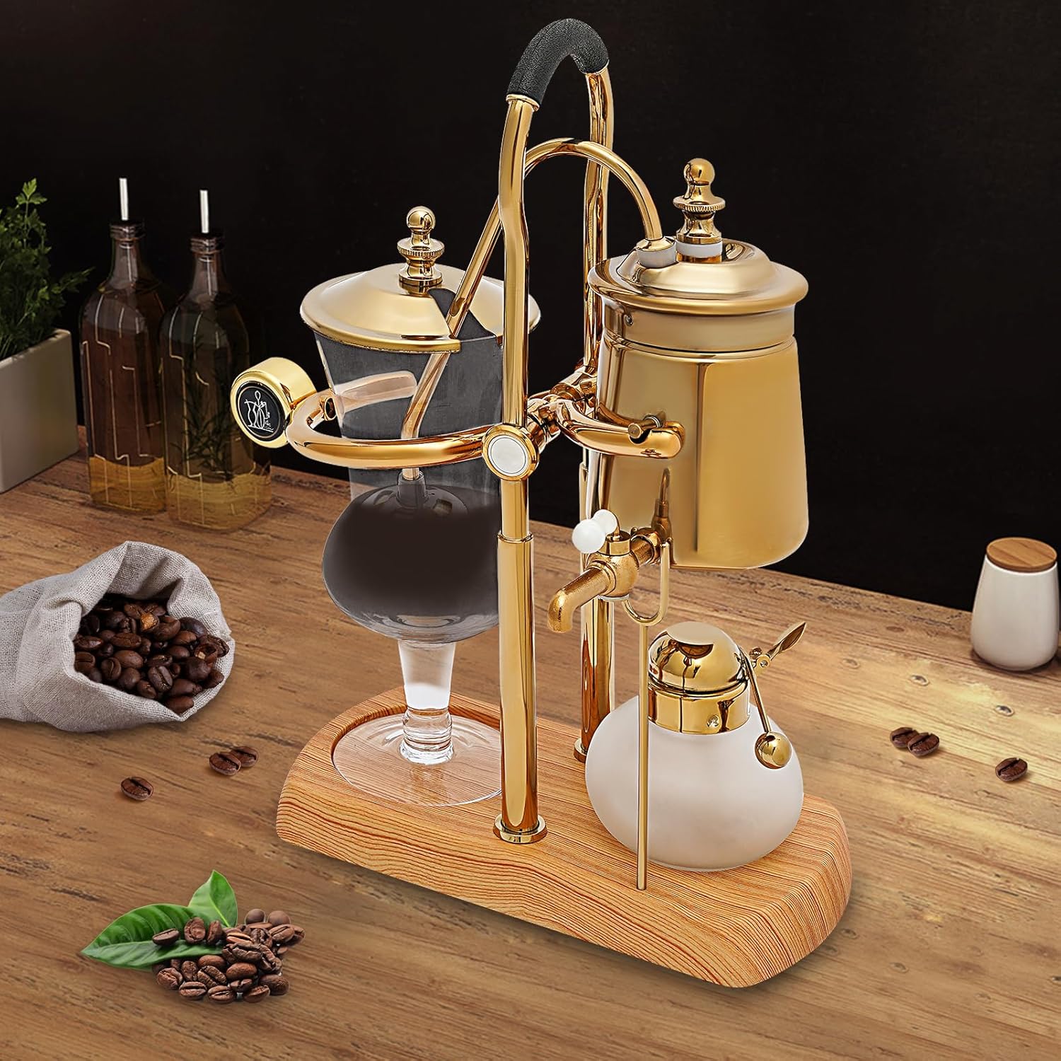 Luxury Royal Family Balance Syphon Siphon Coffee Maker Gold Siphon Brewer, Classic Retro Luxury