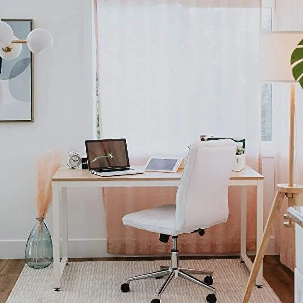 KHBIULIFE 63" Computer Writing Desk Workstation Table Home Office Design for Video Gaming  Designers and Entrepreneurs  Large Desktop with Sturdy Metal Frame  Oak/White