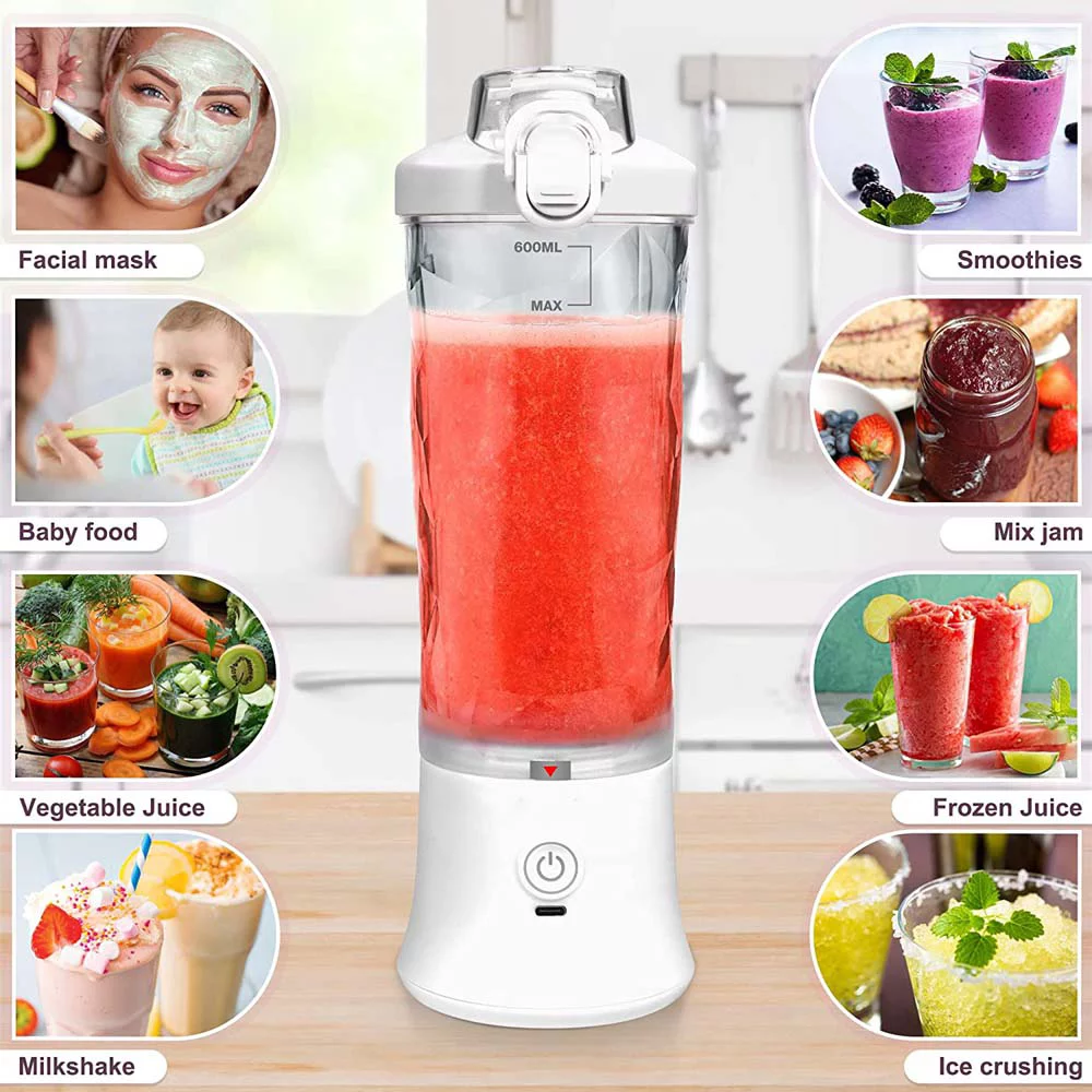 Portable Blender, Personal Size Blender for Shakes and Smoothies with 6 Blades Mini Blender 20 Oz for Kitchen,Home,Travel