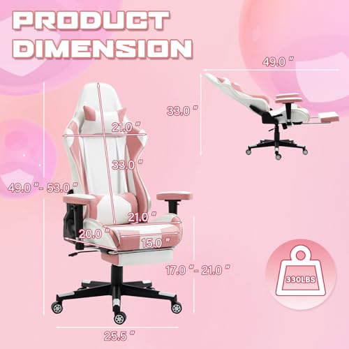 ECOTOUGE PC Massage Gaming Chair with Footrest Ergonomic Office Desk Chair Racing PU Leather Recliner Swivel Rocker with Headrest and Lumbar Pillow, Blue