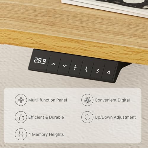 FLEXISPOT EN2 Whole-Piece Standing Desk with Clamp Power Strip, 55 x 28” Electric Stand Up Height Adjustable Desk with Cable Management (Black Frame + 55