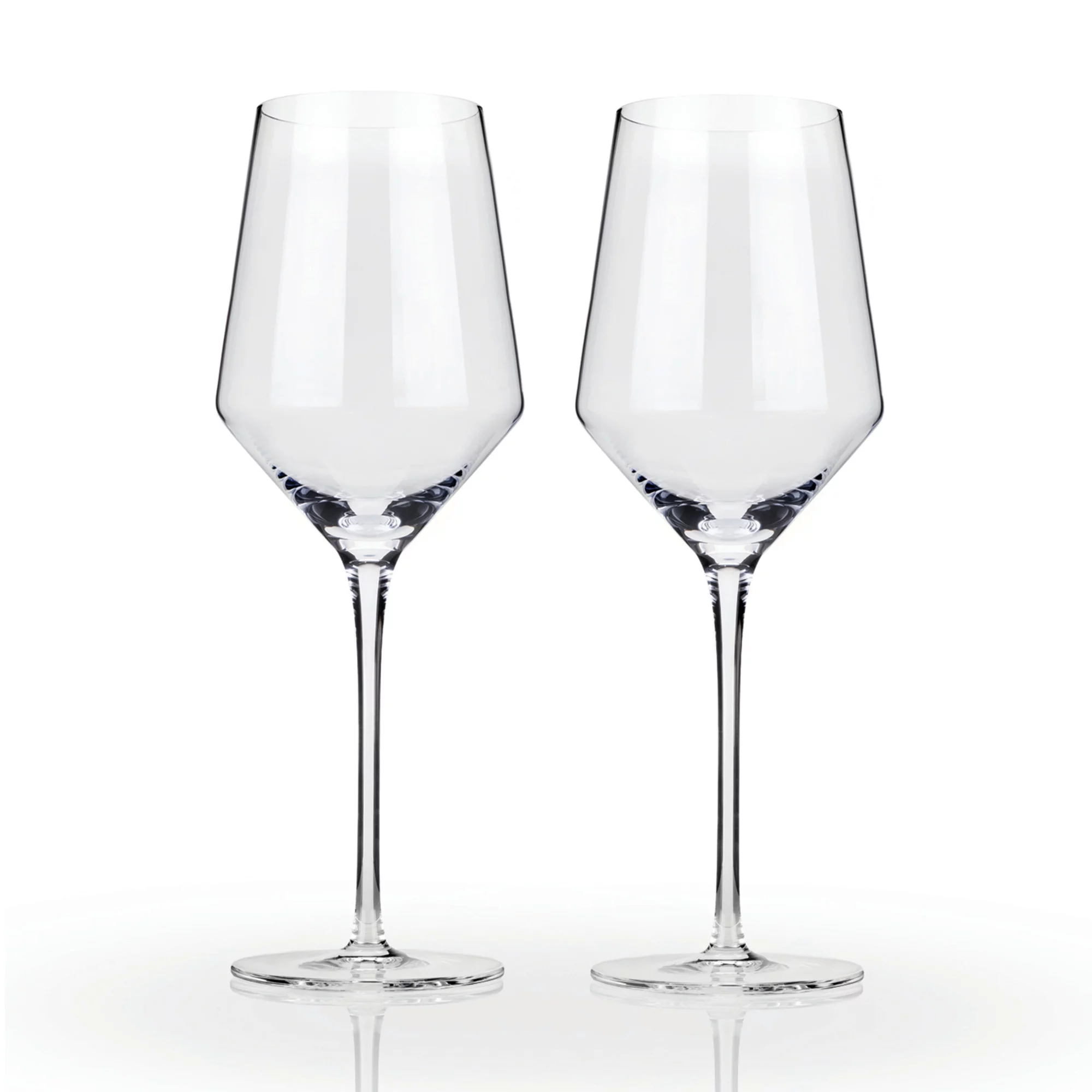 Viski Raye Modern Stemmed Angled Crystal Chardonnay Wine Glasses Set of 2