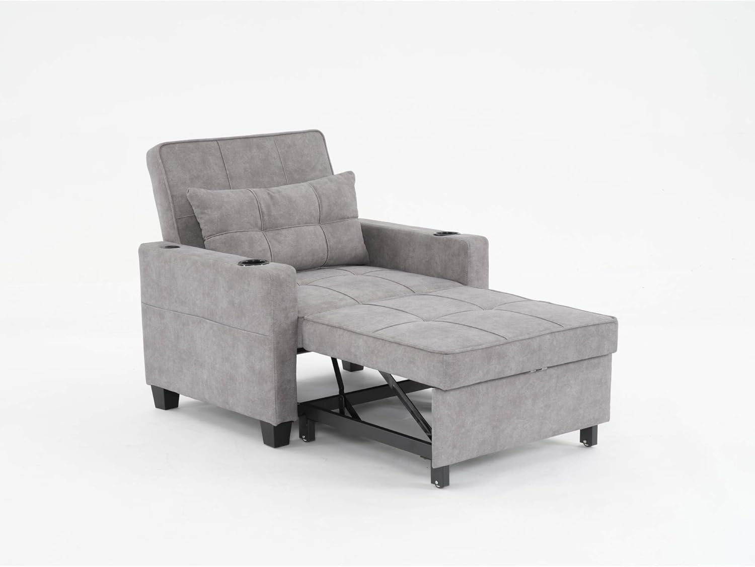 Futon Chair Bed Convertible Chair 3-in-1 Pull Out Sleeper Chair Beds with USB Ports,Wear-resistant and Anti-scratch, Armchair Bed Sleeper for Living Room (Light Grey Scratch Cloth)