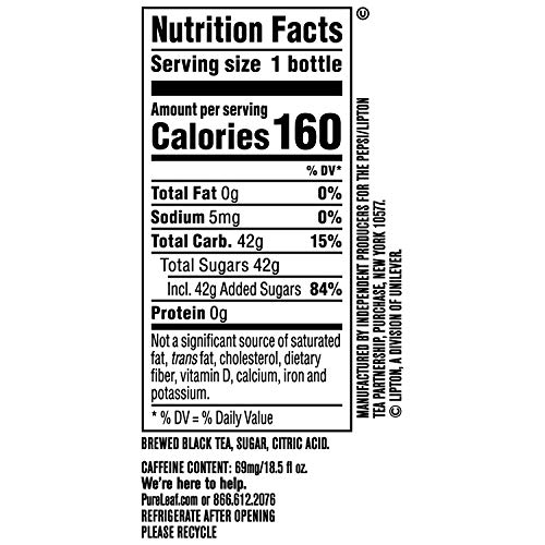 Pure Leaf Iced Tea, Zero Sugar Sweet Tea, 18.5 Fl Oz Bottles (Pack of 12)