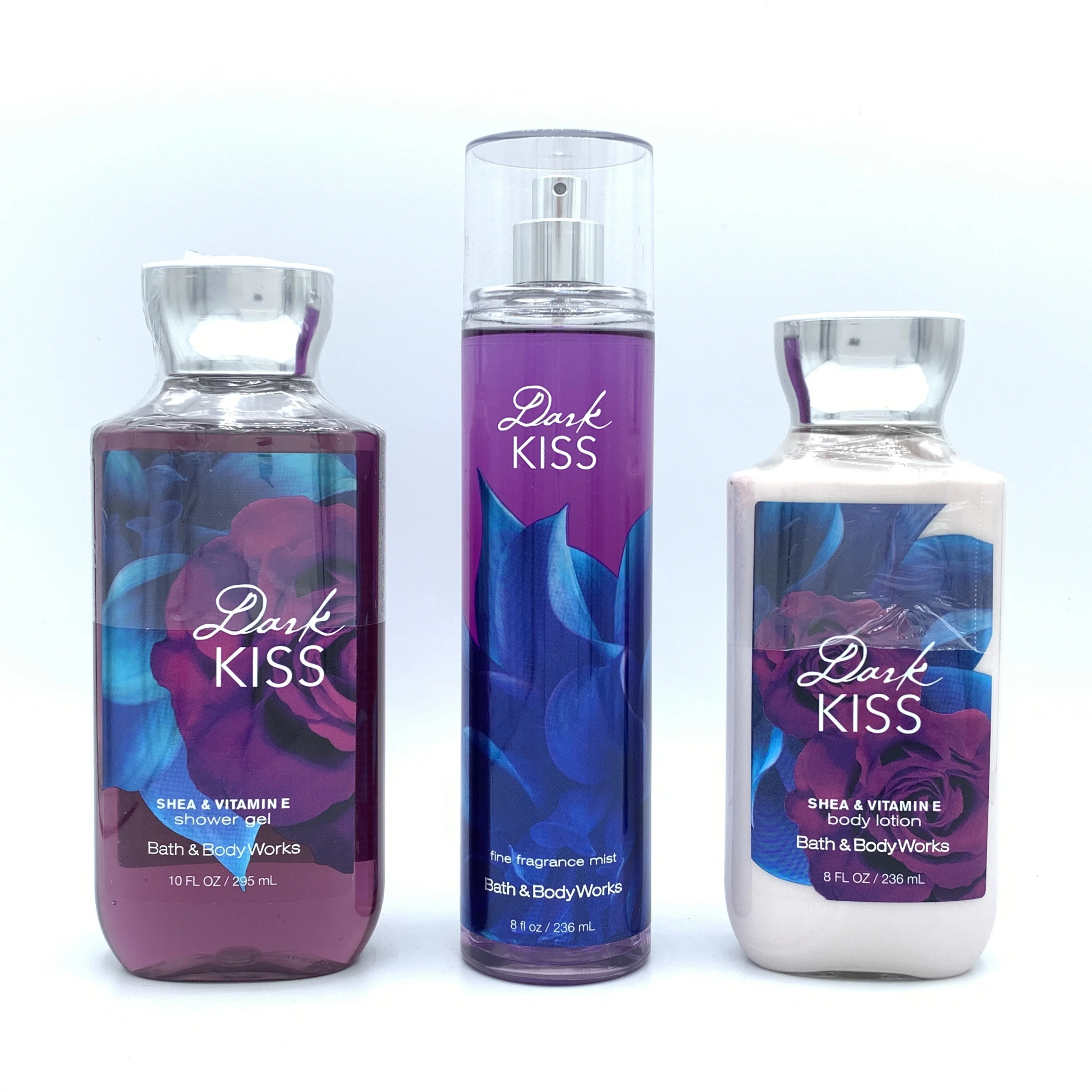 Bath and Body Works Dark Kiss Shower Gel, Fine Fragrance Mist and Body Lotion 3-Piece Bundle