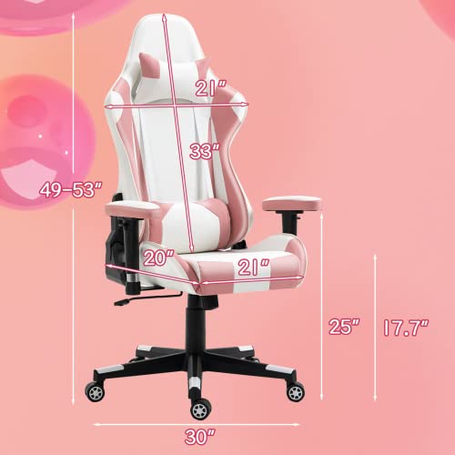 ECOTOUGE PC Massage Gaming Chair with Footrest Ergonomic Office Desk Chair Racing PU Leather Recliner Swivel Rocker with Headrest and Lumbar Pillow, Blue