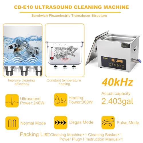 3L Ultrasonic Cleaner Dual-Frequency Professional Digital Stainless Steel Cleaning Machine with Heater Timer for Carburetor, Parts, Circuit Board, Glasses, Denture, Jewelry