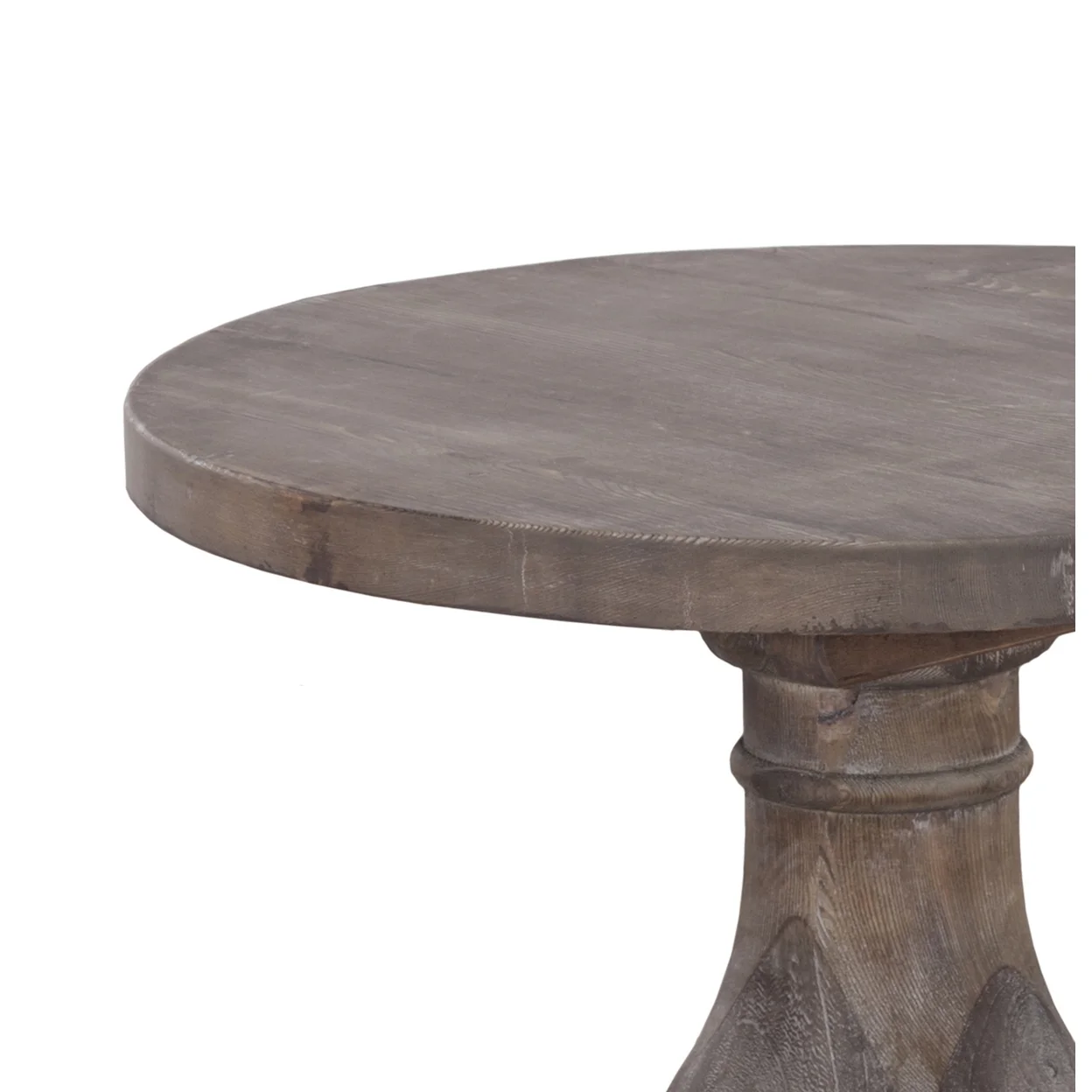Wooden Round End Table with Pedestal Base Brown- Saltoro Sherpi